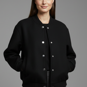 Women’s Jacket with Button Closure and Ribbed Trim