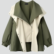 Women’s Jacket with Layered Collar and Front Buttons