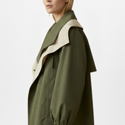 Women’s Jacket with Layered Collar and Front Buttons