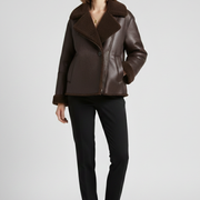 Women’s Jacket with Notched Collar and Faux Shearling Lining