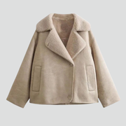 Women’s Jacket with Notched Collar and Faux Shearling Lining