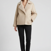 Women’s Jacket with Notched Collar and Faux Shearling Lining