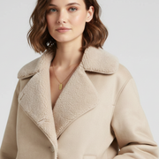 Women’s Jacket with Notched Collar and Faux Shearling Lining