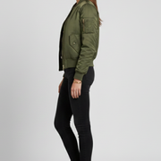 Women’s Jacket with Ribbed Collar and Zippered Pockets