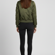 Women’s Jacket with Ribbed Collar and Zippered Pockets