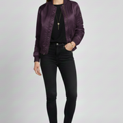 Women’s Jacket with Ribbed Collar and Zippered Pockets