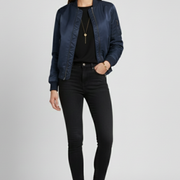 Women’s Jacket with Ribbed Collar and Zippered Pockets