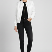 Women’s Jacket with Ribbed Collar and Zippered Pockets
