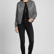 Women’s Jacket with Ribbed Collar and Zippered Pockets