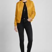 Women’s Jacket with Ribbed Collar and Zippered Pockets