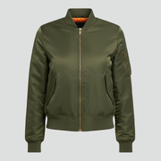 Women’s Jacket with Ribbed Collar and Zippered Pockets