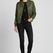 Women’s Jacket with Ribbed Collar and Zippered Pockets