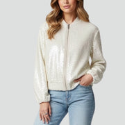 Women’s Jacket with Shiny Surface and Zip Closure