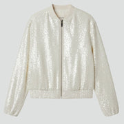 Women’s Jacket with Shiny Surface and Zip Closure