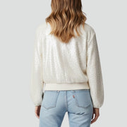 Women’s Jacket with Shiny Surface and Zip Closure