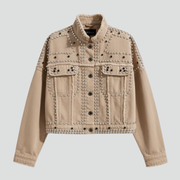 Women’s Jacket with Studded Surface and Button Closure