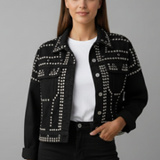 Women’s Jacket with Studded Surface and Button Closure