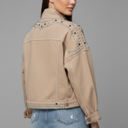 Women’s Jacket with Studded Surface and Button Closure