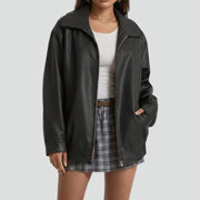 Women’s Jacket with Zip Closure and Ribbed Hem