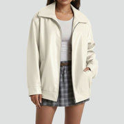 Women’s Jacket with Zip Closure and Ribbed Hem