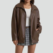Women’s Jacket with Zip Closure and Ribbed Hem