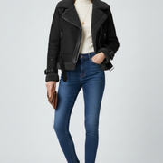 Women’s Jacket with Zip Closure and Textured Outer Surface