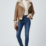Women’s Jacket with Zip Closure and Textured Outer Surface