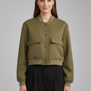 Women’s Jacket with Zip Detail and Sleeveless Design