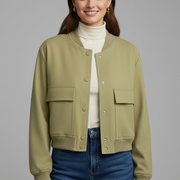 Women’s Jacket with Zip Detail and Sleeveless Design