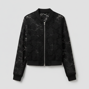 Women’s Jacket with Zip Fastening and Lace-Look Surface