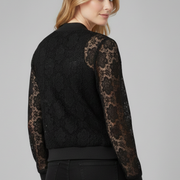 Women’s Jacket with Zip Fastening and Lace-Look Surface