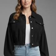 Women’s Jacket with Zip Fastening and Ribbed Hem