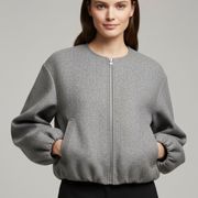 Women’s Jacket with Zip Fastening and Ribbed Hem