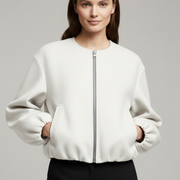 Women’s Jacket with Zip Fastening and Ribbed Hem