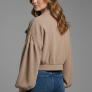 Women’s Jacket with Zip Fastening and Ribbed Hem