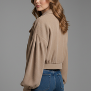 Women’s Jacket with Zip Fastening and Ribbed Hem