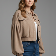 Women’s Jacket with Zip Fastening and Ribbed Hem