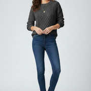 Women’s Jumper with Crew Neck and Ribbed Hem