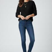 Women’s Jumper with Crew Neck and Ribbed Hem