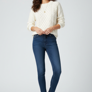 Women’s Jumper with Crew Neck and Ribbed Hem