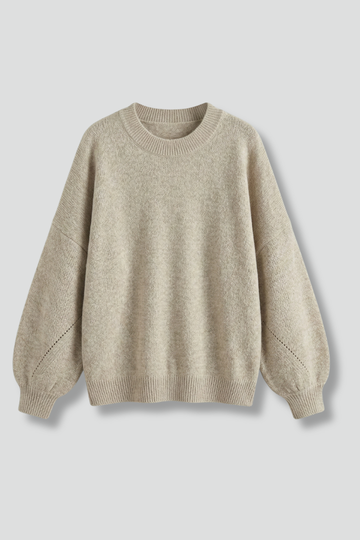 Women’s Jumper with Round Neck and Ribbed Cuffs