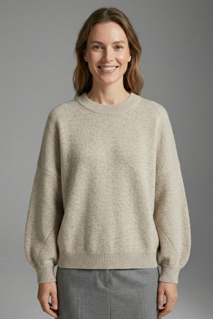Women’s Jumper with Round Neck and Ribbed Cuffs