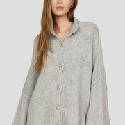 Women’s Knit Cardigan with Button-Front Design and Dropped Shoulders