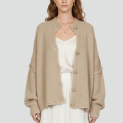 Women’s Knit Cardigan with Button-Front Design and Dropped Shoulders