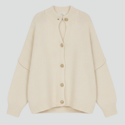 Women’s Knit Cardigan with Button-Front Design and Dropped Shoulders