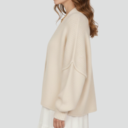 Women’s Knit Cardigan with Button-Front Design and Dropped Shoulders