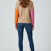 Women’s Knit Sweater with High Collar and Ribbed Cuffs