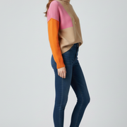 Women’s Knit Sweater with High Collar and Ribbed Cuffs