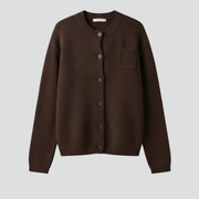 Women’s Knitted Cardigan with Round Neck and Button Front