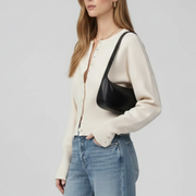 Women’s Knitted Cardigan with Round Neckline and Button-Front Design
